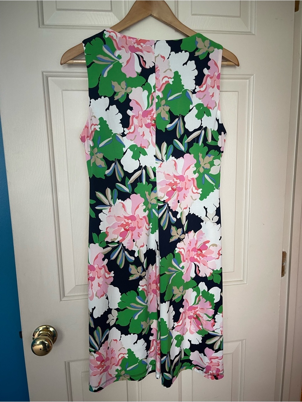 Tommy Hilfiger Floral Sleeveless Shift Dress Size 8 Navy Pink Green Peony Print - Picture 4 of 9